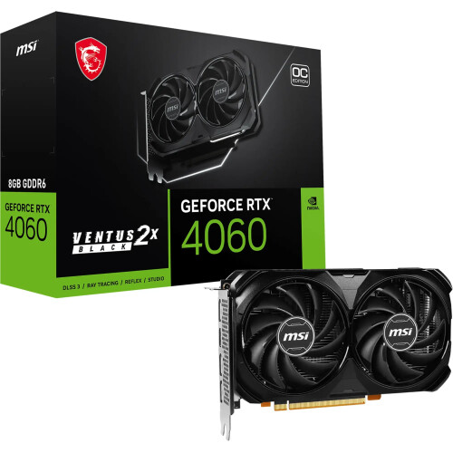 Tarjeta de video MSI Ventus 2X BLACK GeForce RTX 4060 8GB OC