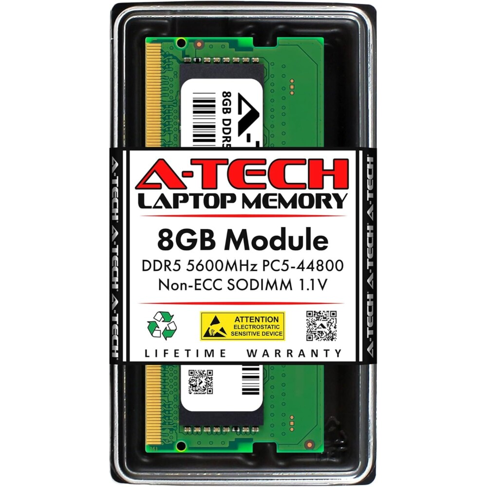 Memoria RAM Laptop A-Tech 8GB DDR5 5600MHz CL46 SODIMM - Imagen 1