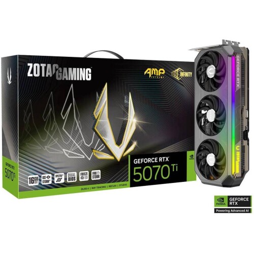 Tarjeta de video ZOTAC AMP Extreme INFINITY GeForce RTX 5070 Ti 16GB