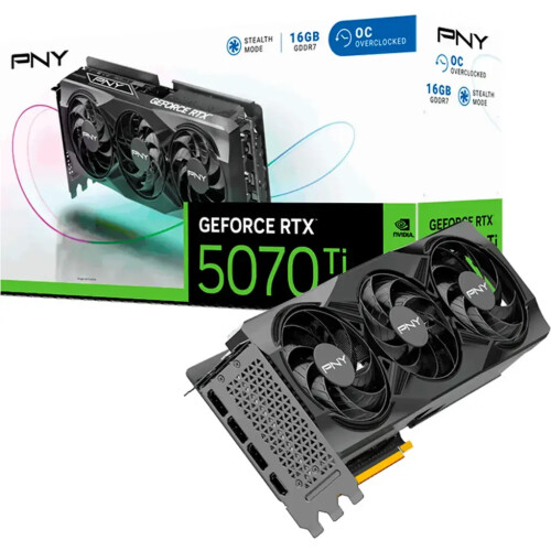 Tarjeta de video PNY Triple Fan GeForce RTX 5070 Ti 16GB OC