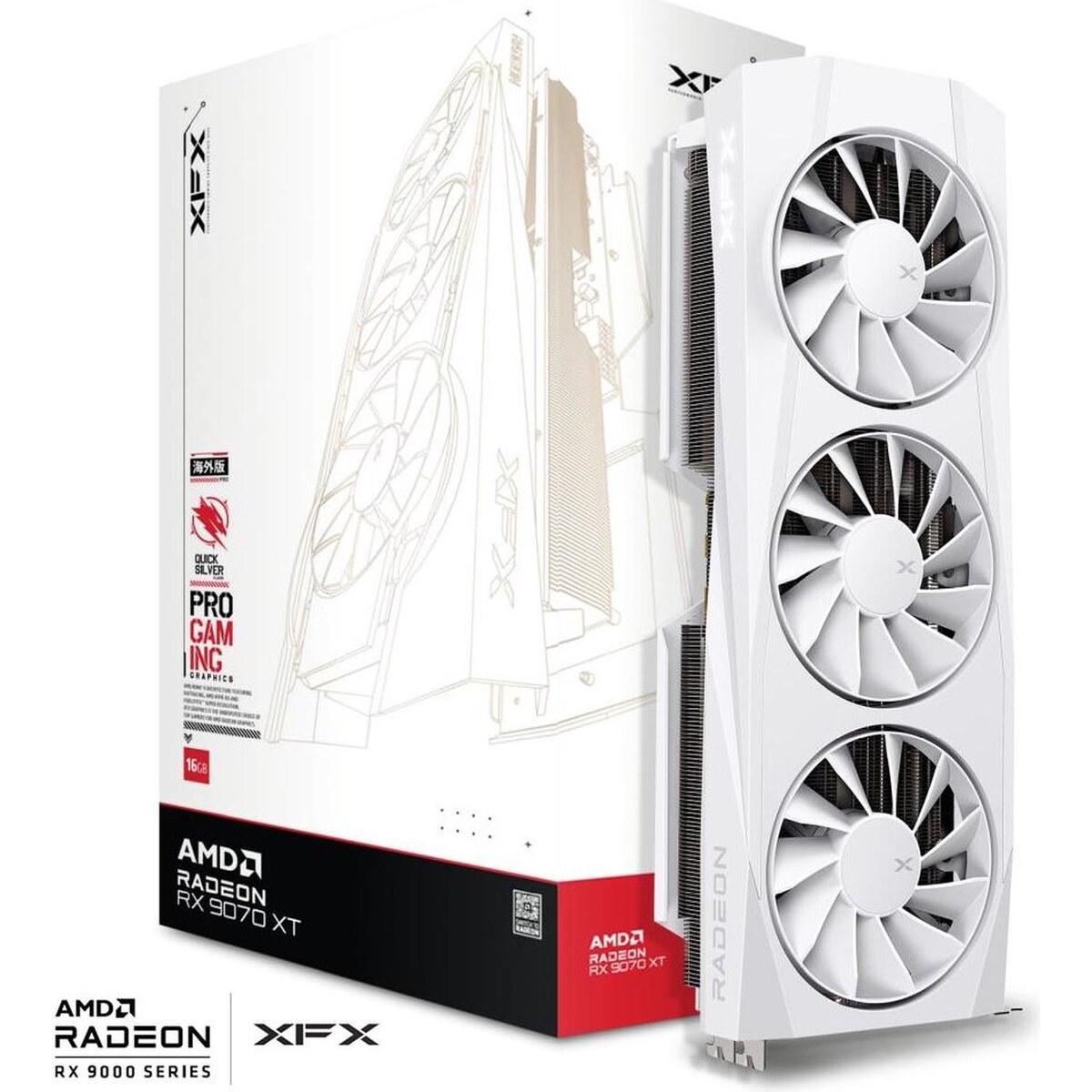 Tarjeta de video XFX Quicksilver Radeon RX 9070 XT WHITE Gaming Edition 16GB