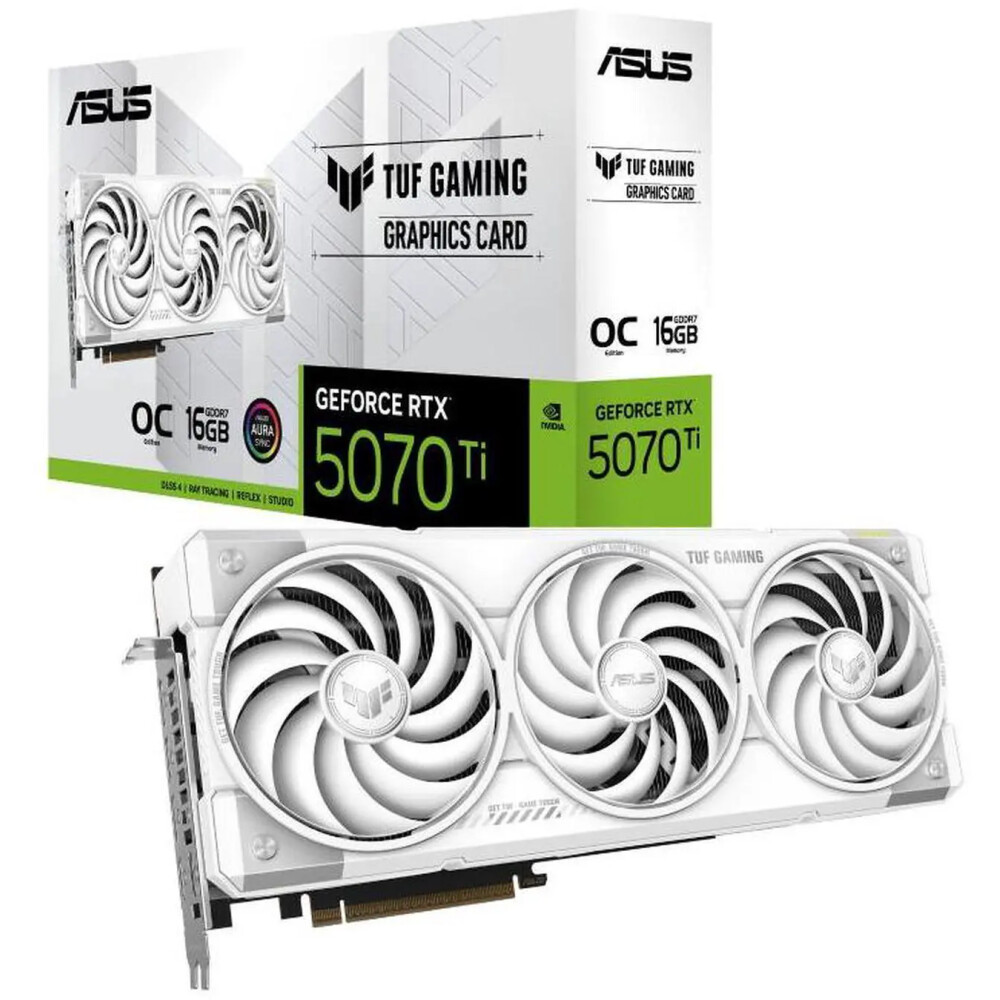 Tarjeta de video ASUS TUF Gaming GeForce RTX 5070 Ti 16GB OC WHITE - Imagen 1