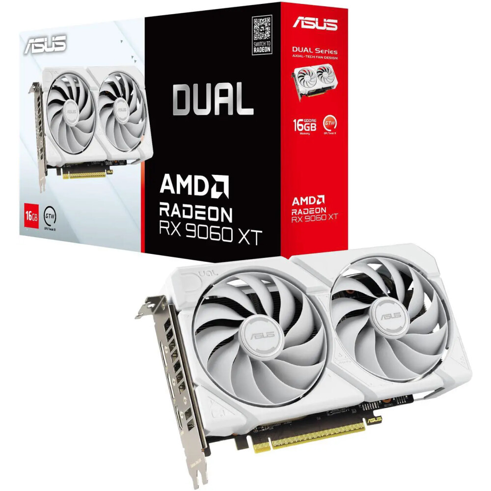 Tarjeta de video ASUS DUAL Radeon RX 9060 XT 16GB WHITE - Imagen 1
