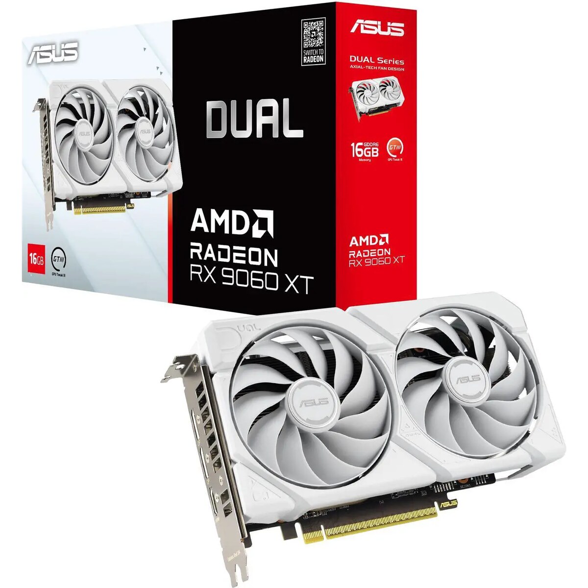 Tarjeta de video ASUS DUAL Radeon RX 9060 XT 16GB WHITE
