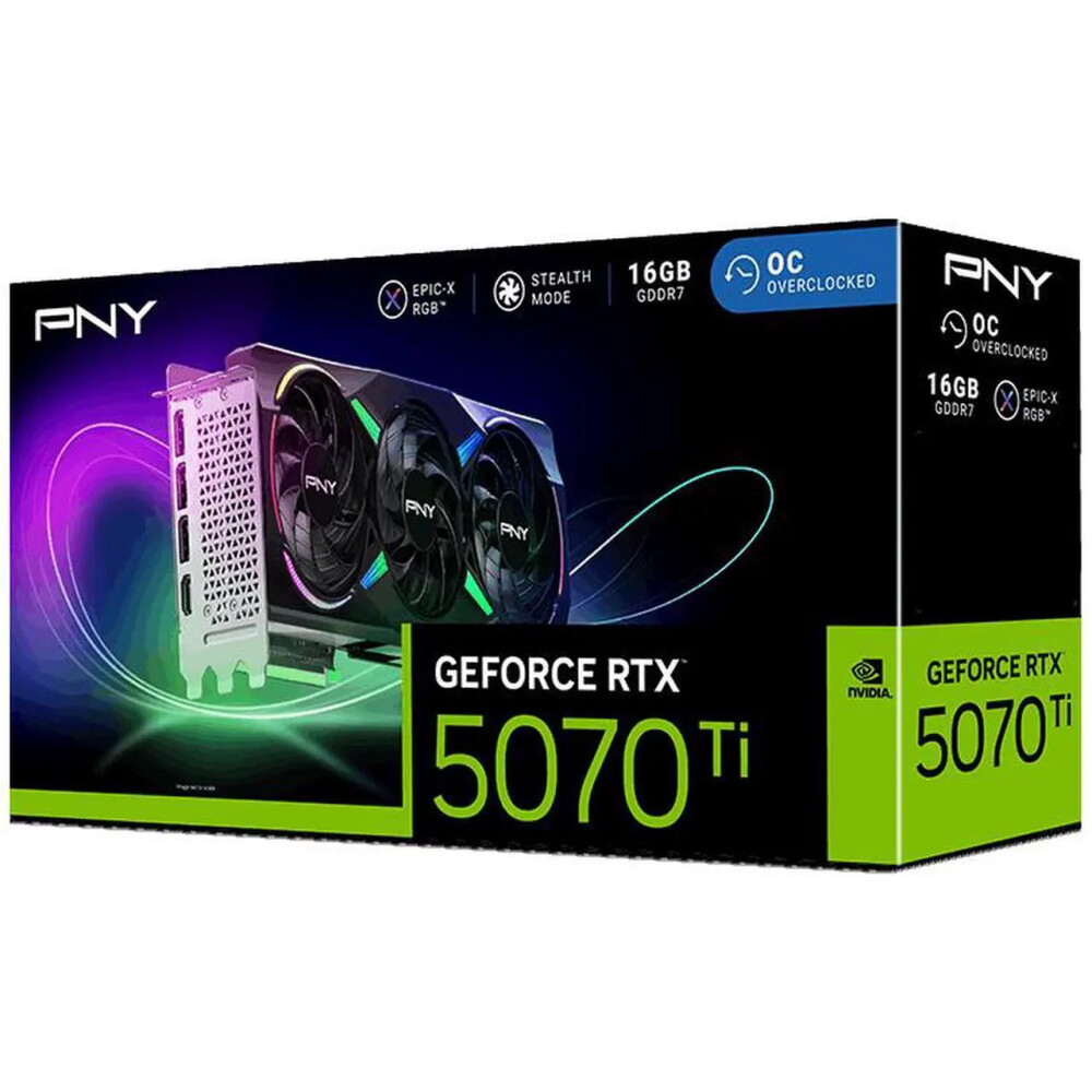 Tarjeta de video PNY ARGB EPIC X Triple Fan GeForce RTX 5070 Ti 16GB OC - Imagen 1