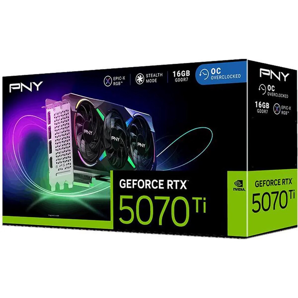 Tarjeta de video PNY ARGB EPIC X Triple Fan GeForce RTX 5070 Ti 16GB OC