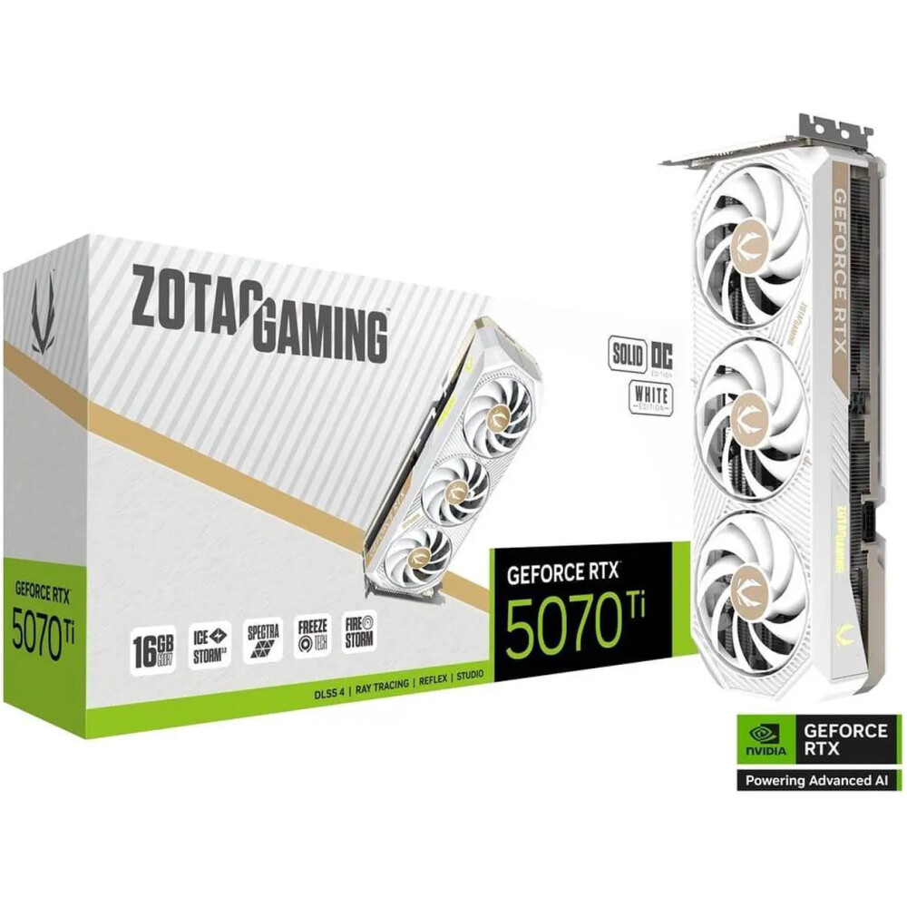 Tarjeta de video ZOTAC Solid Core GeForce RTX 5070 Ti 16GB WHITE - Imagen 1