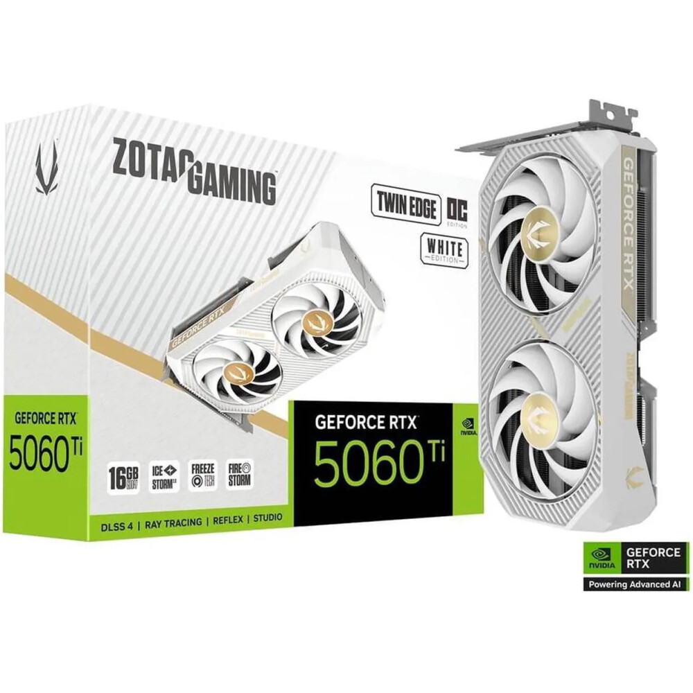 Tarjeta de video ZOTAC Twin Edge GeForce RTX 5060 Ti 16GB OC WHITE - Imagen 1