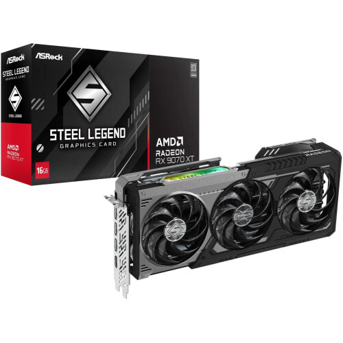 Tarjeta de video ASRock Steel Legend Radeon RX 9070 XT 16GB BLACK