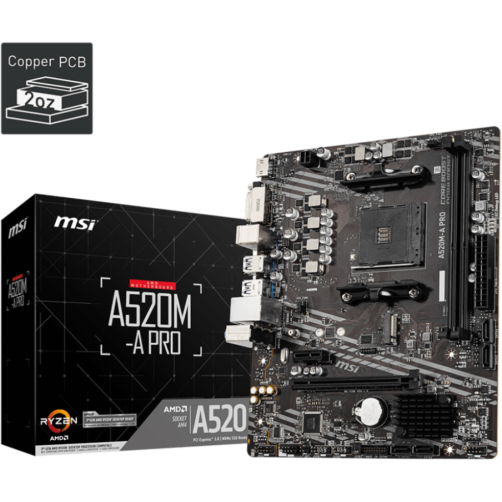 Motherboard MSI A520M‑A PRO Socket AM4 Micro ATX - Imagen 1
