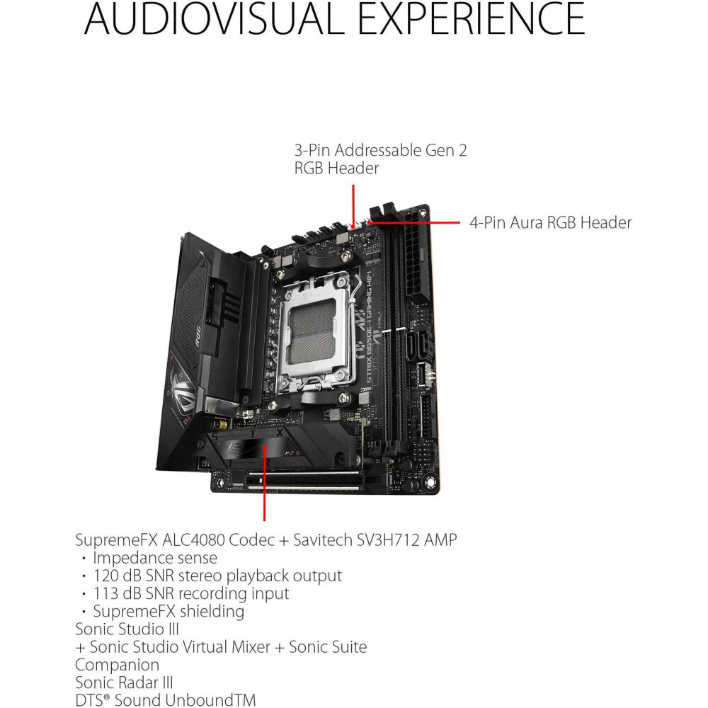Motherboard ASUS ROG STRIX B650E-I GAMING WIFI AM5 Mini ITX - Imagen 4