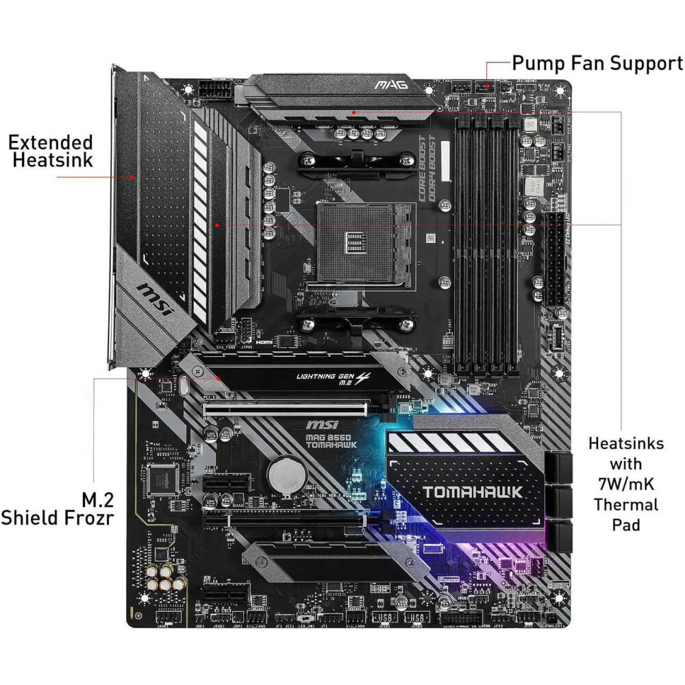 Motherboard MSI MAG B550 TOMAHAWK Socket AM4 ATX - Imagen 2