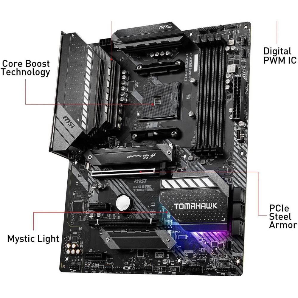 Motherboard MSI MAG B550 TOMAHAWK Socket AM4 ATX - Imagen 4