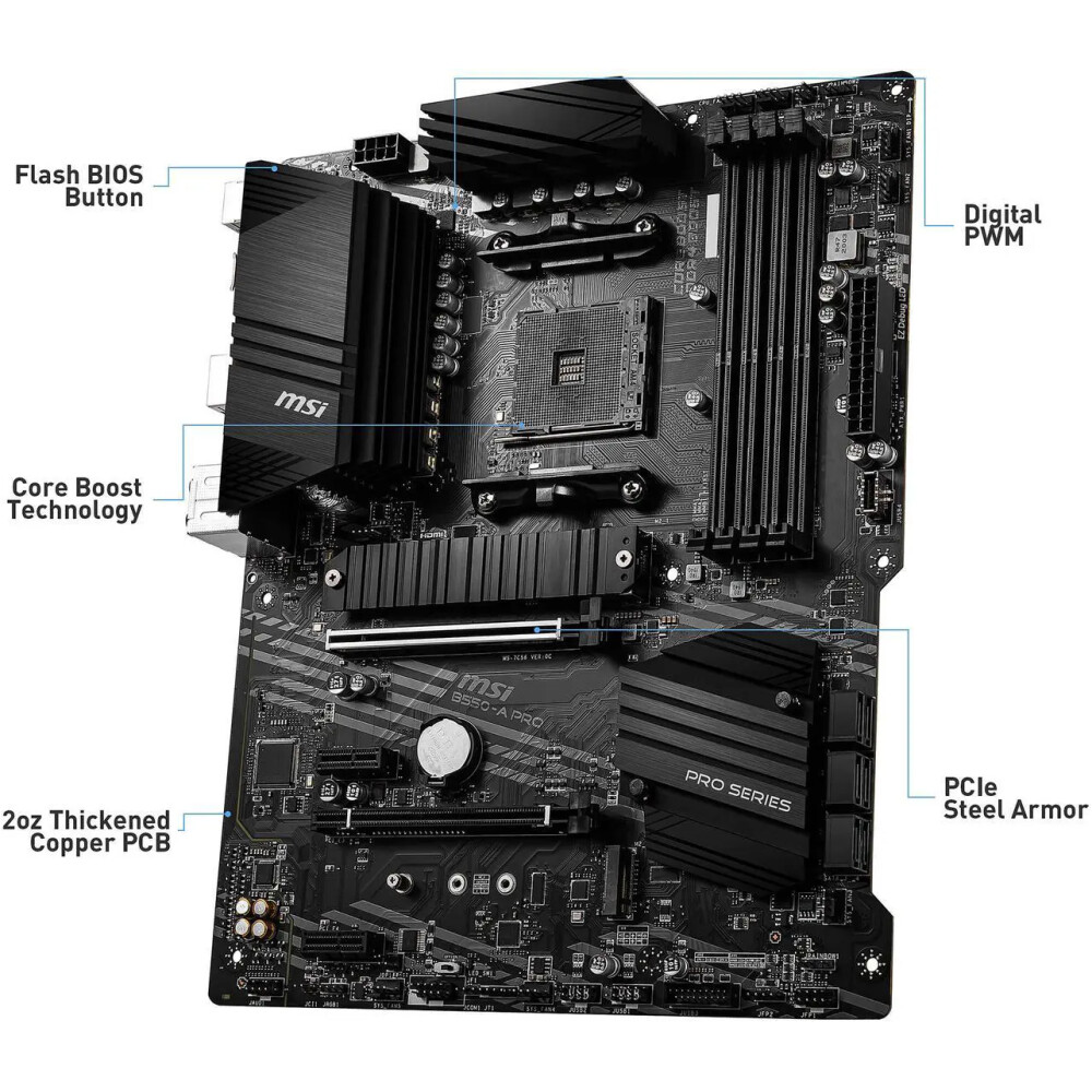 Motherboard MSI PRO B550-A PRO Socket AM4 ATX - Imagen 3