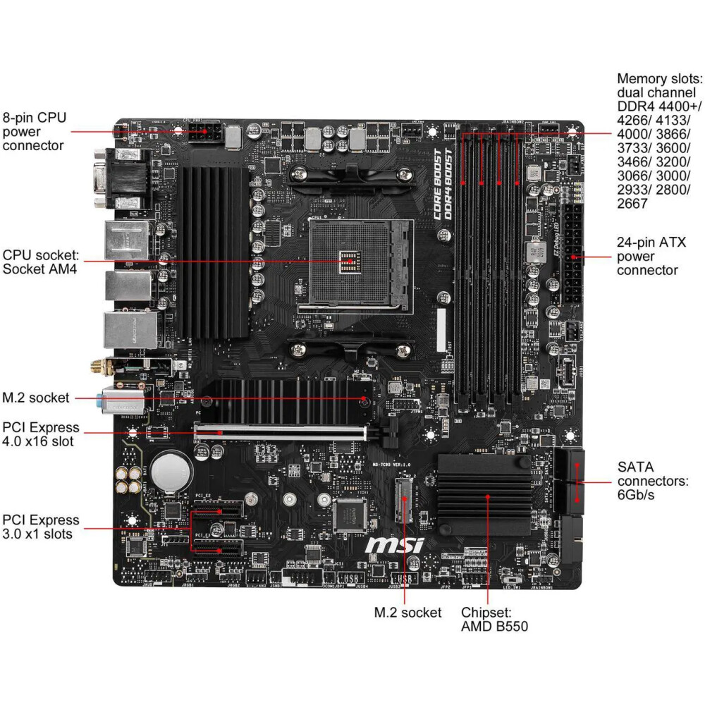 Motherboard MSI PRO B550M PRO-VDH WIFI Socket AM4 Micro ATX - Imagen 2
