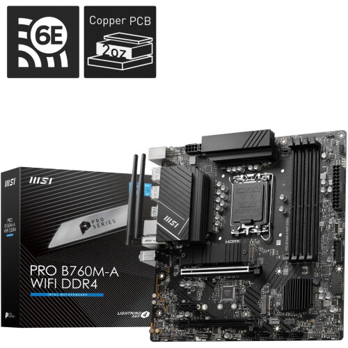 Motherboard MSI PRO B760M-A WIFI DDR4 Socket LGA1700 Micro ATX
