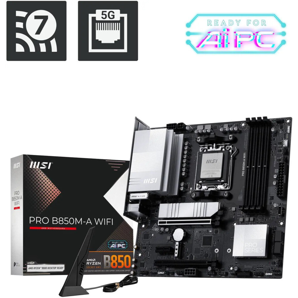 Motherboard MSI PRO B850M-A WIFI Socket AM5 Micro ATX - Imagen 1