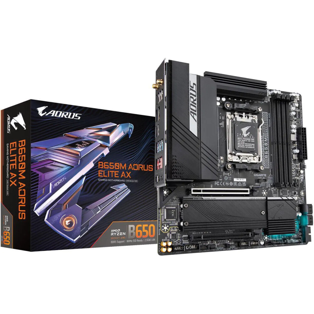 Motherboard GIGABYTE B650M AORUS ELITE AX Socket AM5 Micro ATX - Imagen 1
