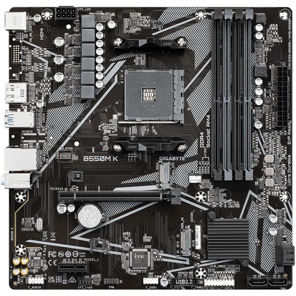 Motherboard GIGABYTE B550M K Socket AM4 Micro ATX - Imagen 2