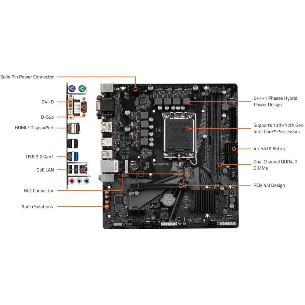 Motherboard GIGABYTE H610M S2H V2 DDR4 Socket LGA 1700 Micro ATX - Imagen 7