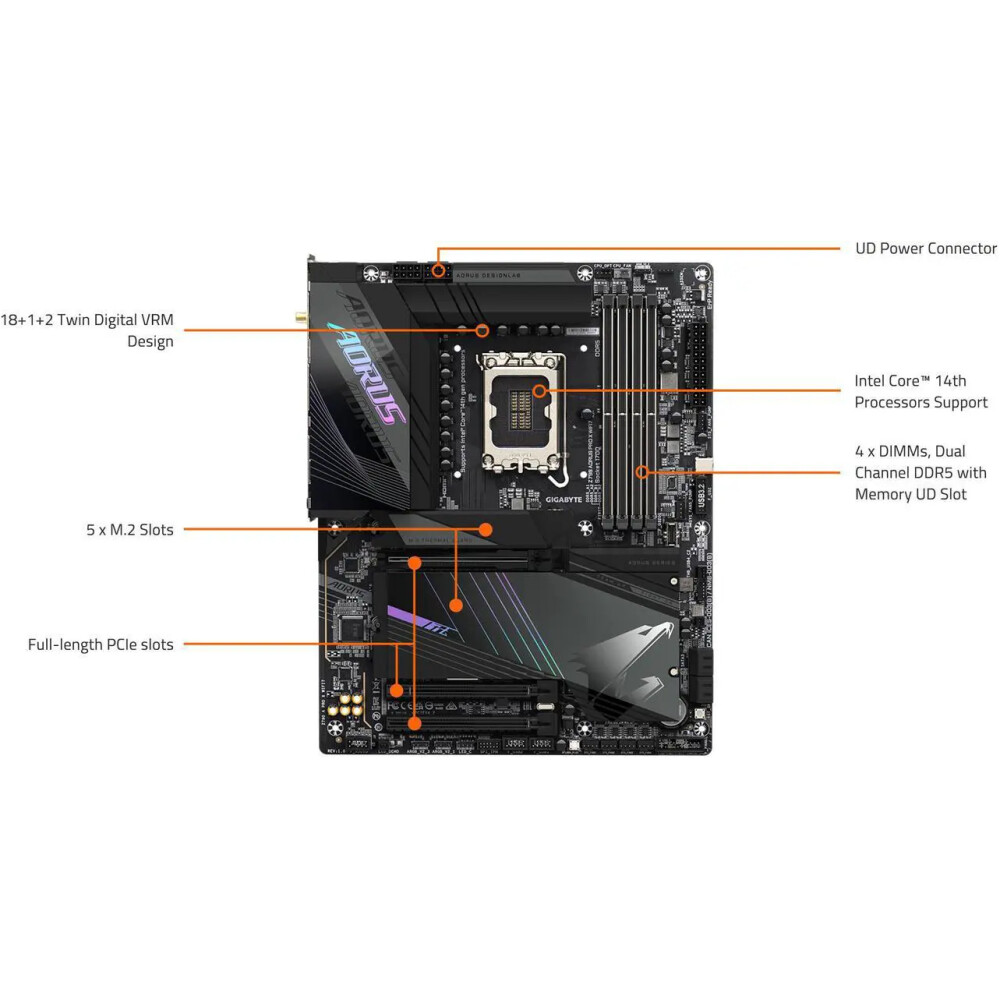 Motherboard GIGABYTE Z790 AORUS PRO X WIFI7 Socket LGA1700 ATX - Imagen 7