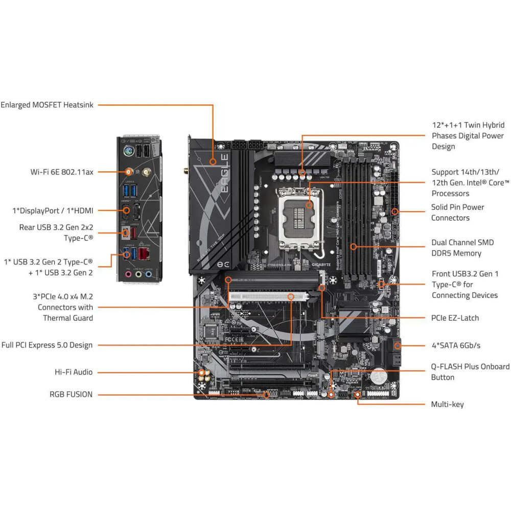 Motherboard GIGABYTE Z790 EAGLE AX Socket LGA 1700 ATX - Imagen 6