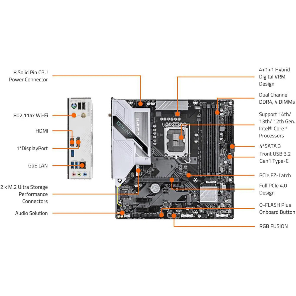 Motherboard GIGABYTE B760M GAMING PLUS WIFI DDR4 Socket LGA 1700 Micro ATX - Imagen 4