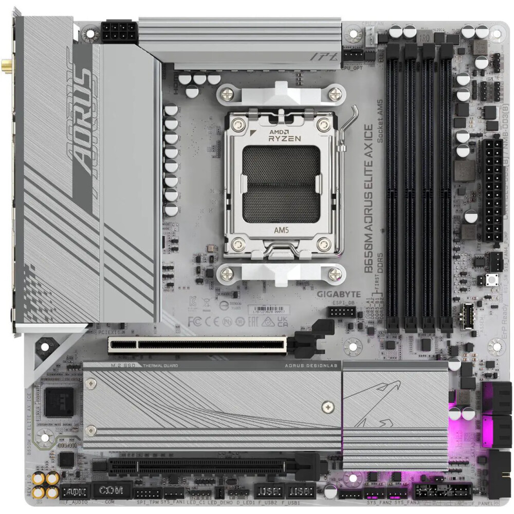 Motherboard GIGABYTE B650M AORUS ELITE AX ICE Socket AM5 Micro ATX - Imagen 2