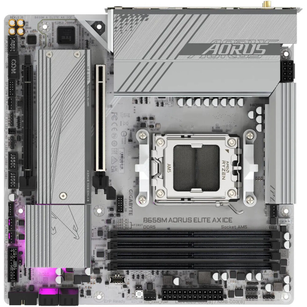Motherboard GIGABYTE B650M AORUS ELITE AX ICE Socket AM5 Micro ATX - Imagen 5