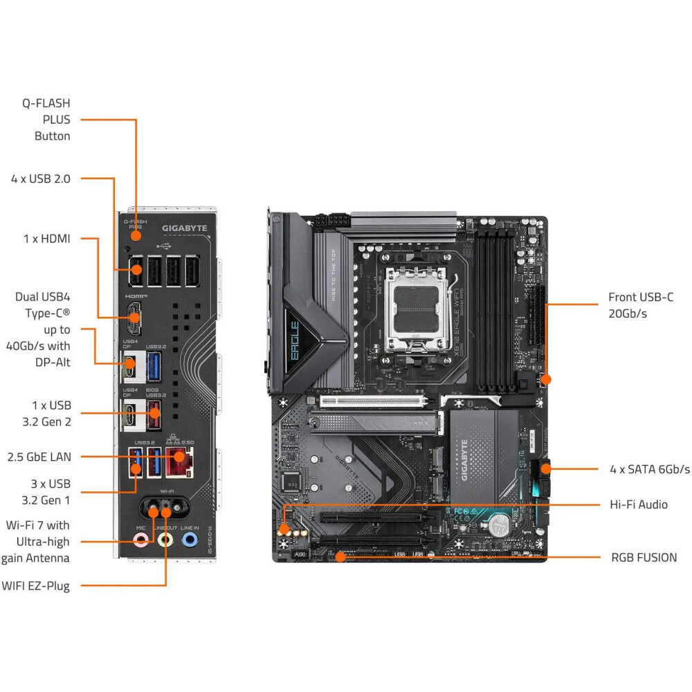 Motherboard GIGABYTE X870 EAGLE WiFi7 AM5 ATX - Imagen 5