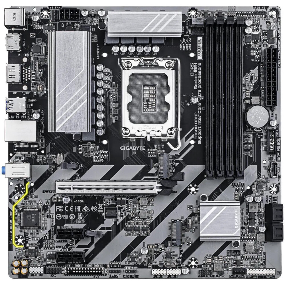 Motherboard GIGABYTE B860M D3HP Socket LGA 1851 Micro ATX - Imagen 2