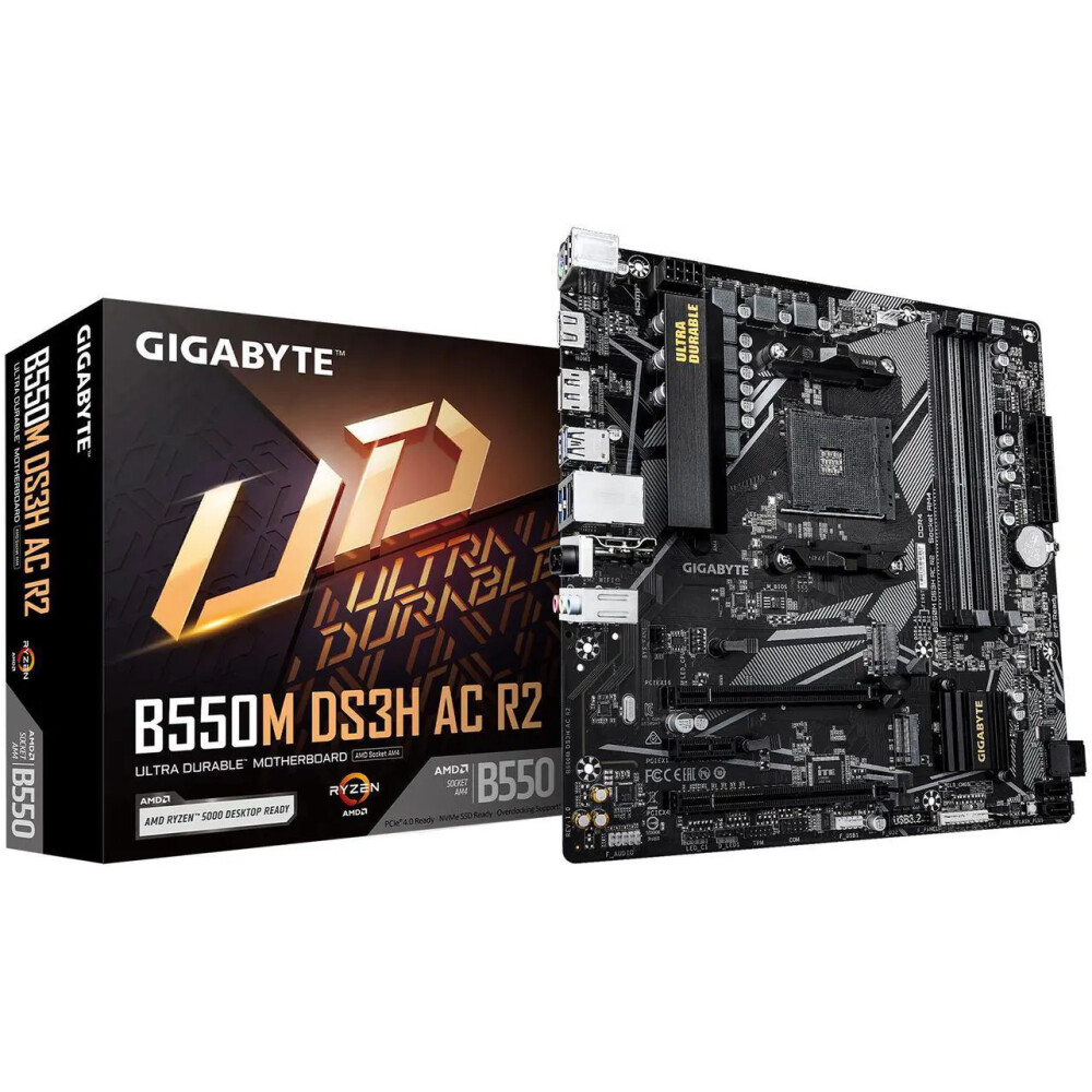 Motherboard GIGABYTE B550M DS3H AC R2 Socket AM4 Micro ATX - Imagen 1
