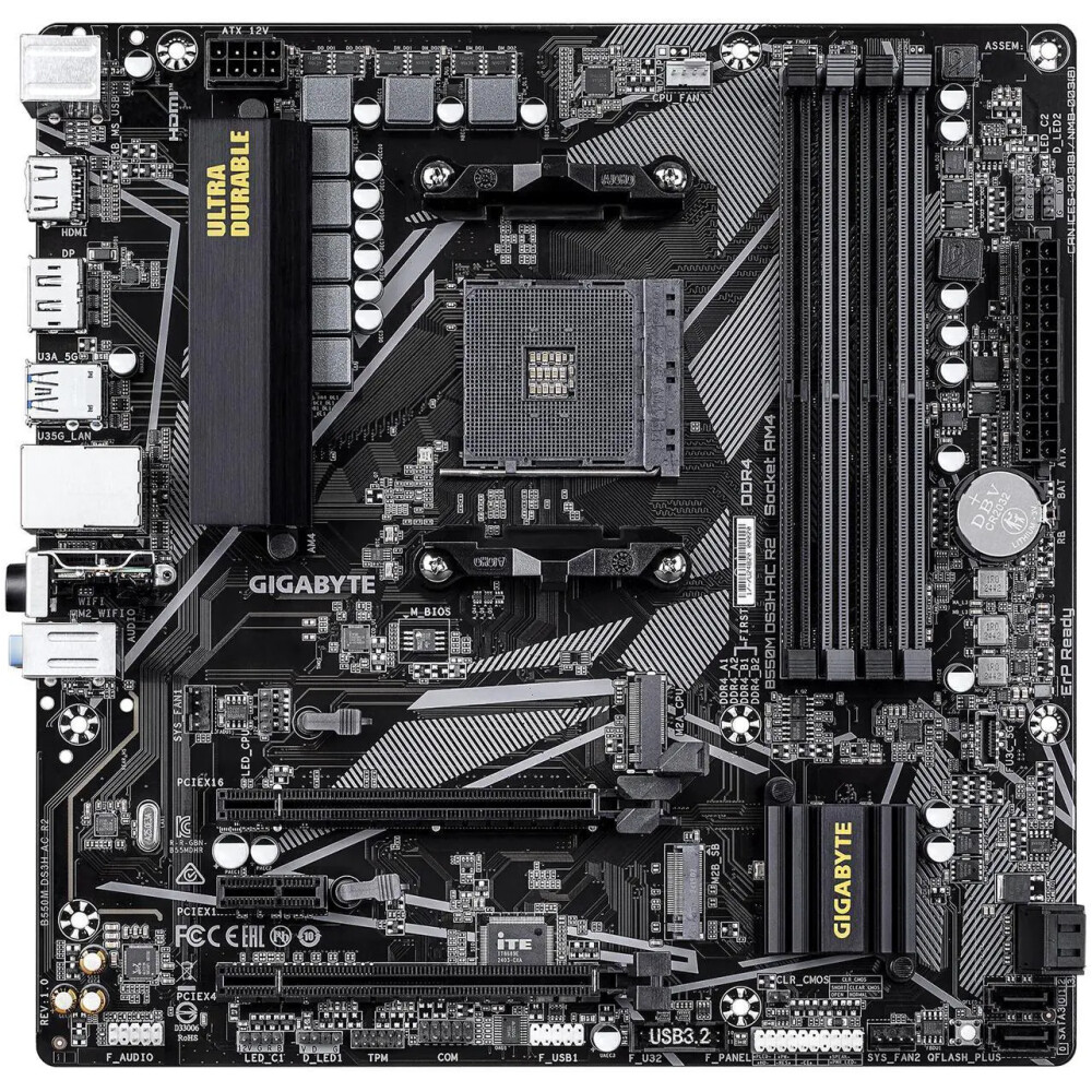Motherboard GIGABYTE B550M DS3H AC R2 Socket AM4 Micro ATX - Imagen 2