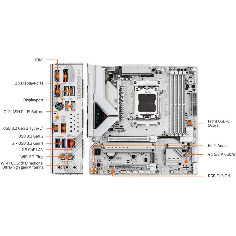 Motherboard GIGABYTE B850M EAGLE WIFI6E ICE Socket AM5 Micro ATX - Imagen 5
