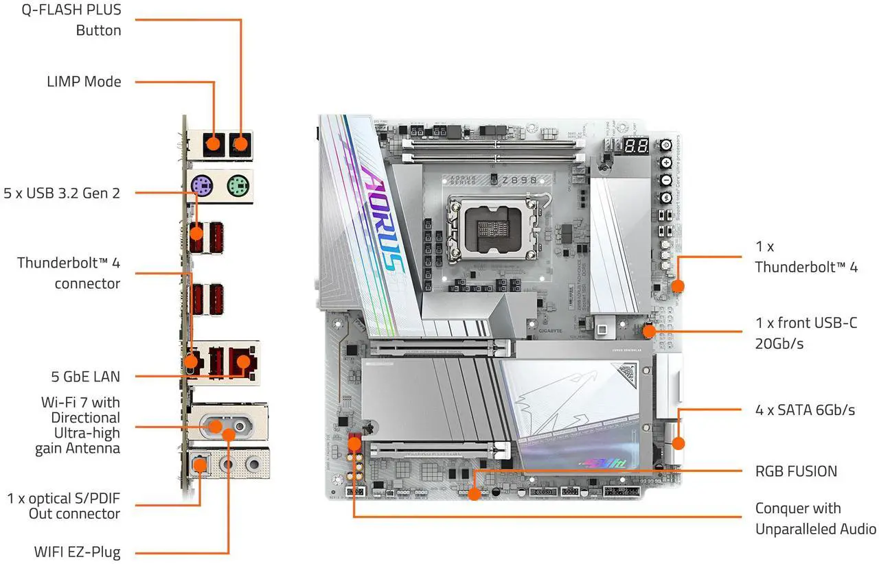 13-145-589-06.webp Motherboard GIGABYTE Z890 AORUS TACHYON ICE Socket LGA1851 E-ATX - Imagen 6