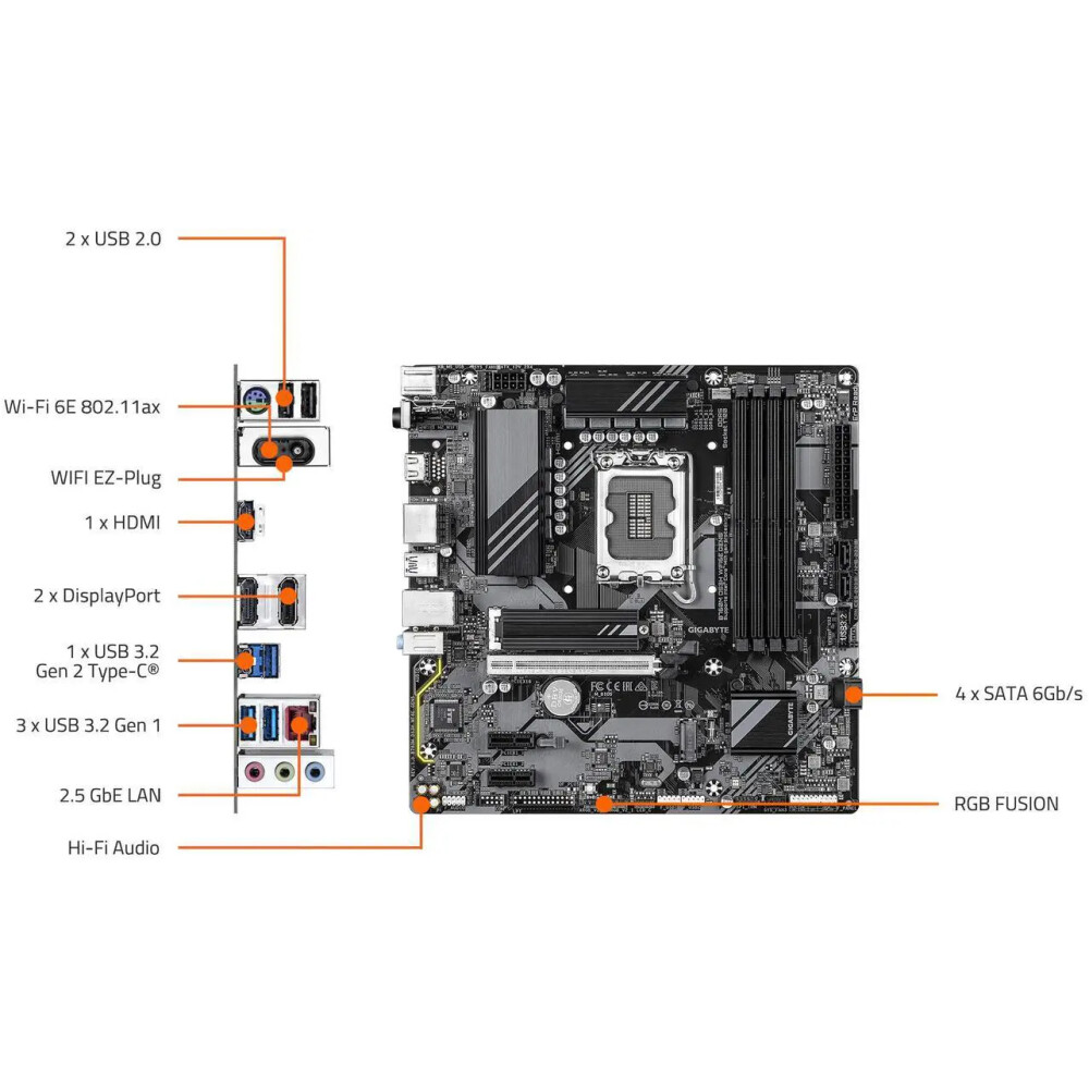 Motherboard GIGABYTE B760M DS3H WIFI6E GEN5 Socket LGA 1700 Micro ATX - Imagen 5