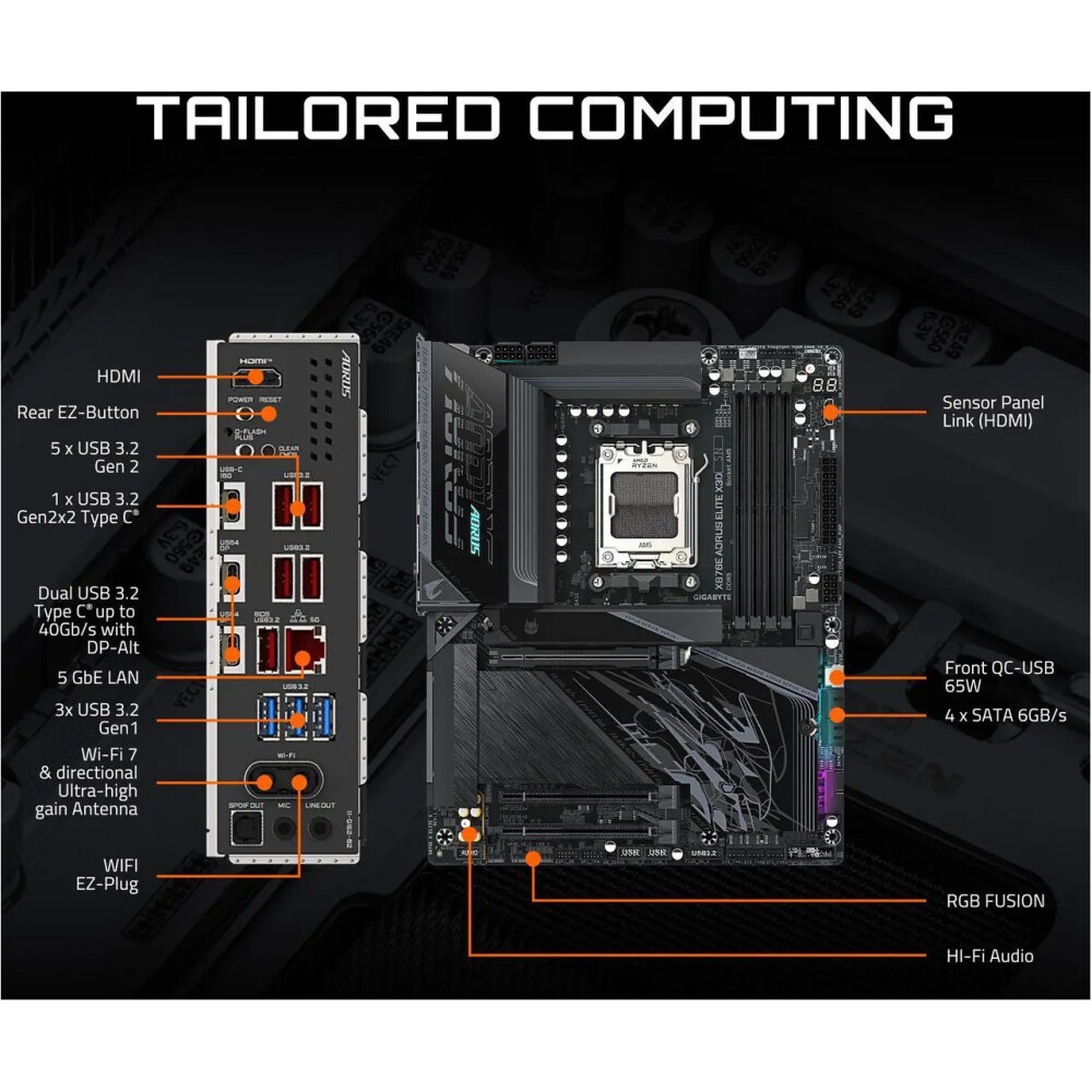 Motherboard GIGABYTE X870E AORUS ELITE X3D Socket AM5 ATX - Imagen 4