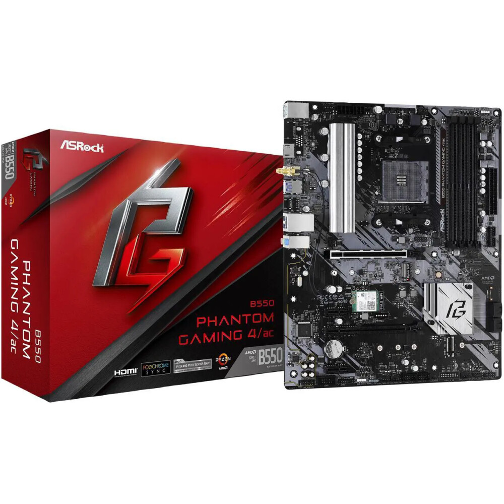 Motherboard ASRock B550 Phantom Gaming 4/ac Socket AM4 ATX - Imagen 1