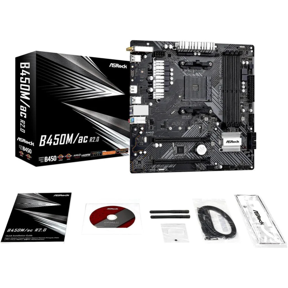 Motherboard ASRock B450M/AC R2.0 Socket AM4 Micro ATX - Imagen 1