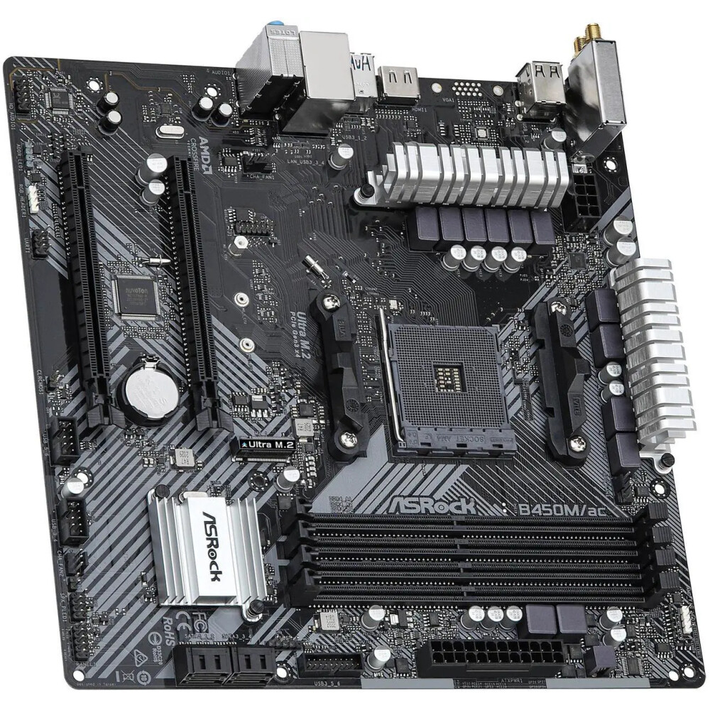 Motherboard ASRock B450M/AC R2.0 Socket AM4 Micro ATX - Imagen 3