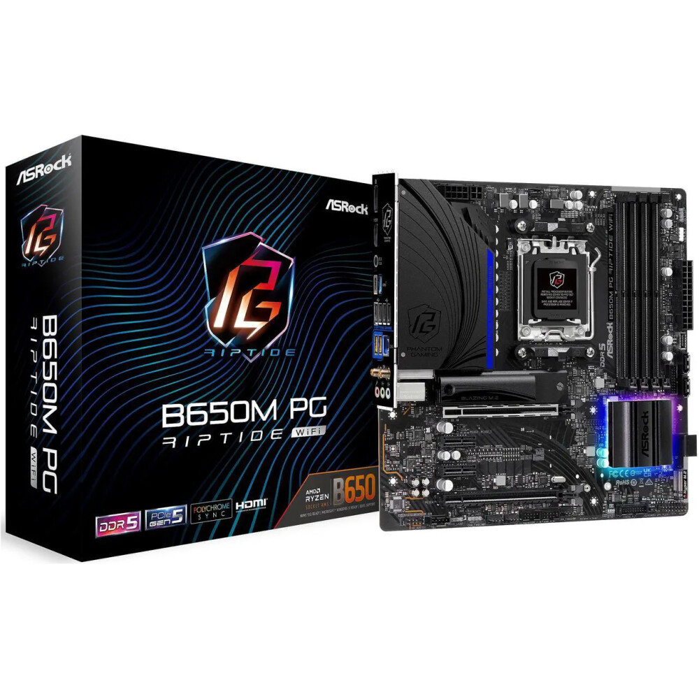 Motherboard ASRock B650M PG Riptide WiFi AM5 Micro ATX - Imagen 1