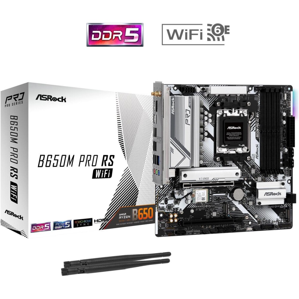 Motherboard ASRock B650M Pro RS WiFi Socket AM5 Micro ATX - Imagen 1