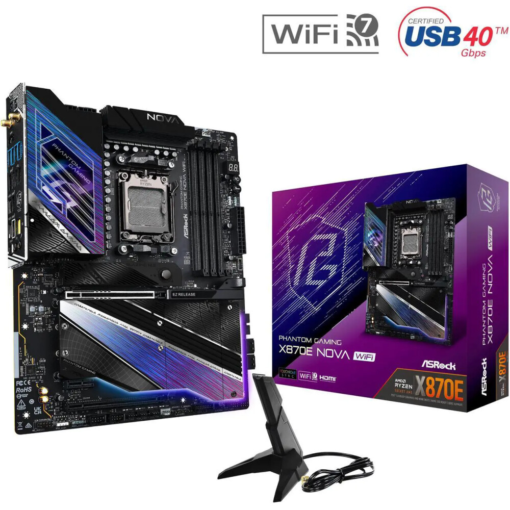 Motherboard ASRock X870E Nova WiFi Socket AM5 ATX - Imagen 1