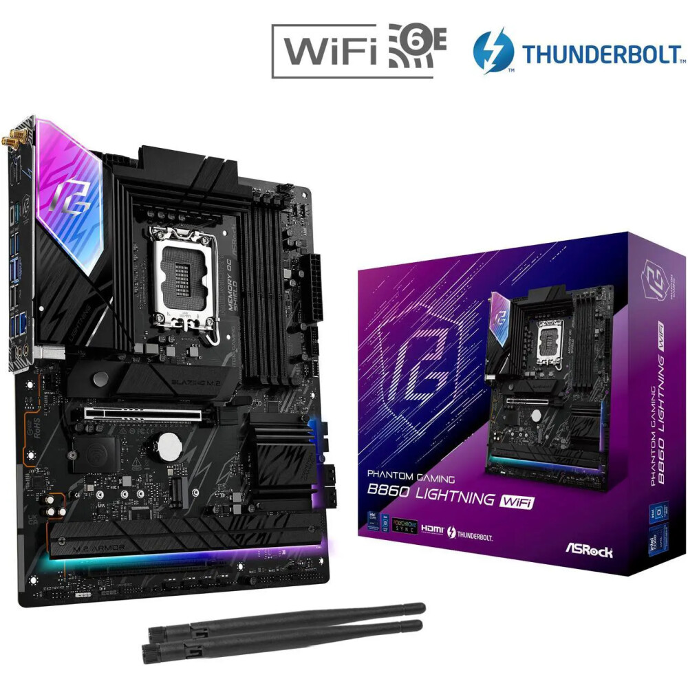 Motherboard ASRock Phantom Gaming B860 Lightning WiFi Socket LGA 1851 ATX - Imagen 1