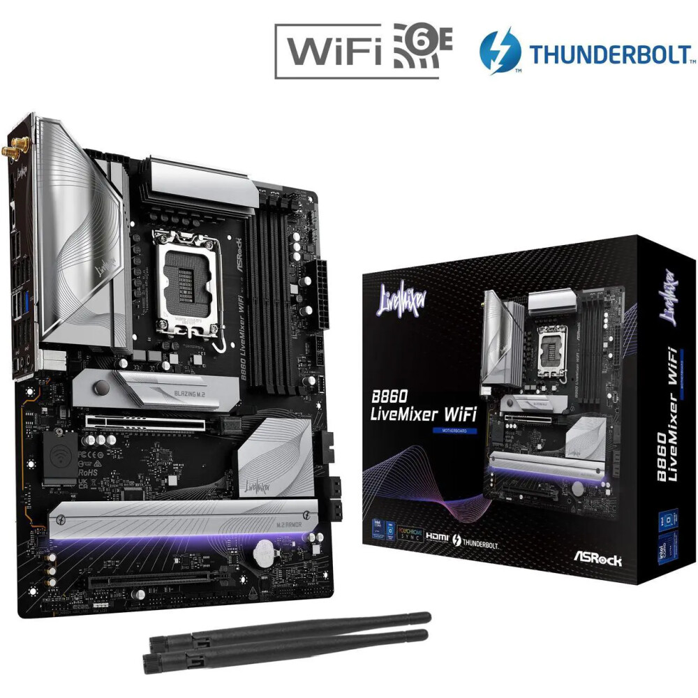 Motherboard ASRock B860 LiveMixer WiFi Socket LGA 1851 ATX - Imagen 1