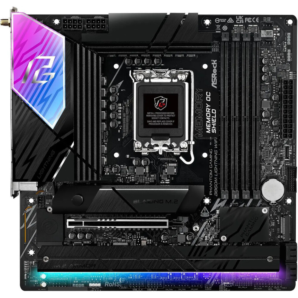 Motherboard ASRock B860M Lightning WiFi Socket LGA 1851 Micro ATX - Imagen 2