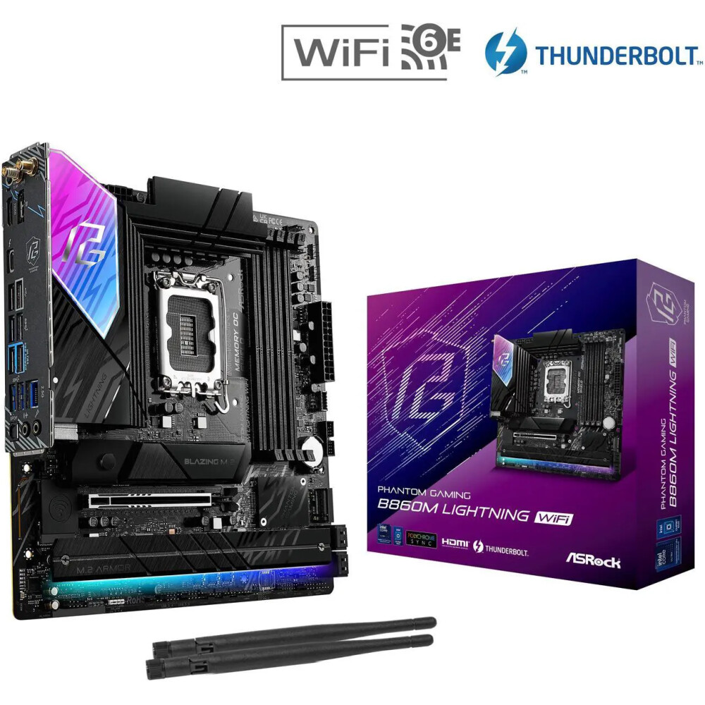 Motherboard ASRock B860M Lightning WiFi Socket LGA 1851 Micro ATX - Imagen 1