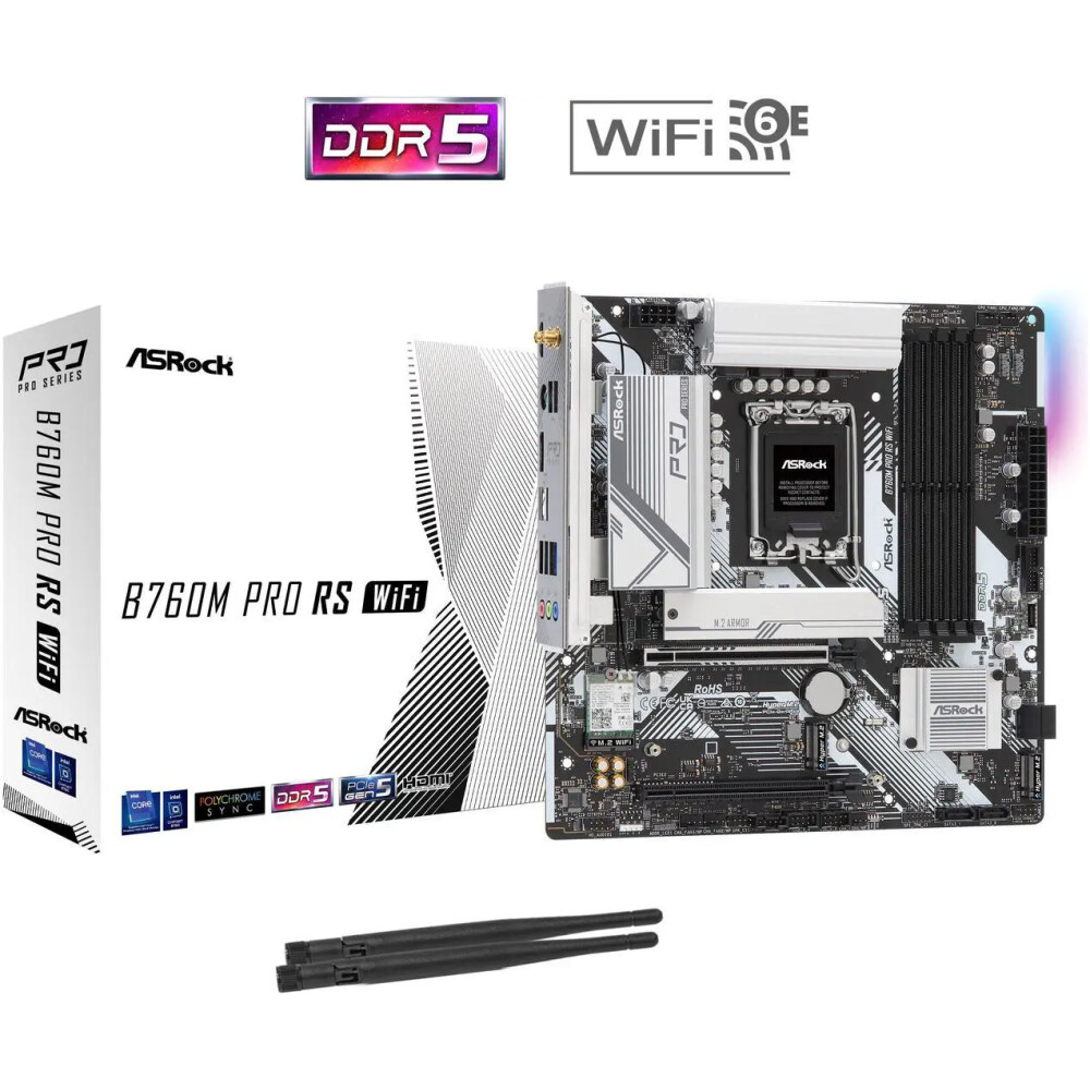Motherboard ASRock B760M Pro RS WiFi Socket LGA 1700 Micro ATX - Imagen 1