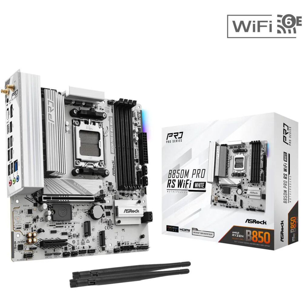 Motherboard ASRock B850M Pro RS WiFi White Socket AM5 Micro ATX - Imagen 1