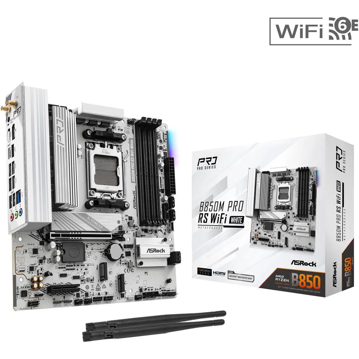 Motherboard ASRock B850M Pro RS WiFi White Socket AM5 Micro ATX